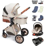 Poussette bébé multifonctionnelle High Landscape 3 en 1 siège auto base ISOfix tissu matelassé modern design portage confortable nouveauné nourrisson