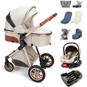 Poussette bébé multifonctionnelle High Landscape 3 en 1 siège auto base ISOfix tissu matelassé modern design portage confortable nouveauné nourrisson Poussette bébé multifonctionnelle High Landscape 3 en 1 siège auto base ISOfix tissu matelassé modern design portage confortable nouveauné nourrisson