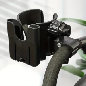 Porte-gobelet d&rsquo;eau universel 2 en 1 pour poussette, avec support pour téléphone, porte-bouteille universel pour accessoires de poussette pour fauteuil roulant