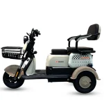Scooter électrique vintage 3 roues pour adultes panier accoudoirs design moderne confortable mobilité urbaine