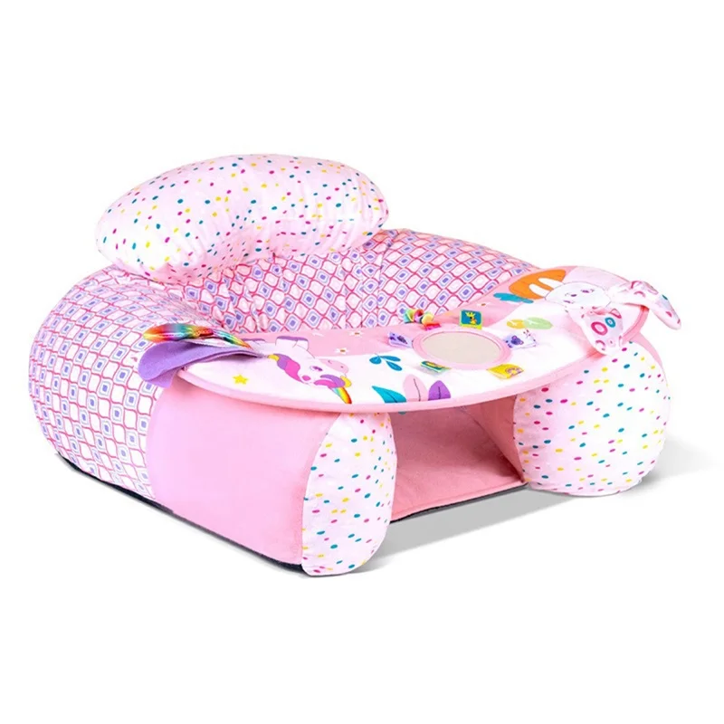 Siège gonflable bébé fauteuil enfant soutien dos miroir dentition chaise assis sol 36 ans design licorne coussin tête coloré rose violet