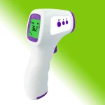 Thermomètre numérique sans contact pour bébé et adulte mesure de la température frontale rapide et précise design ergonomique couleur blanche avec accents violet idéal pour la santé familiale et professionnelle