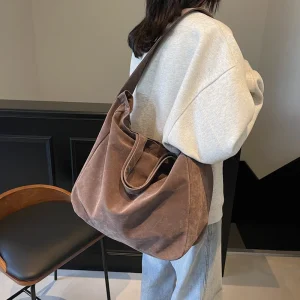 Sacs fourretout vintage en daim pour maman grande capacité sac à bandoulière sac à langer bébé style intemporel 2025  Gray