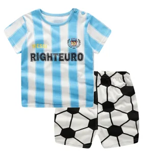 Ensemble vêtements bébé fille tshirt short football Messi design enfant coton respirant confortable été Ensemble vêtements bébé fille tshirt short football Messi design enfant coton respirant confortable été