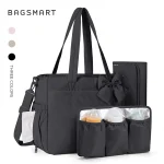 Sac à couches BAGSMART Organizer de poussette Multifonctionnel Maternité Isolation Biberon Étanche Design Élégant Noir Rose Beige