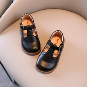 Chaussures Plates Classiques en Cuir Ajourées pour Enfant en Bas Âge Mignonnes Classiques avec Sangle en T 21 à 30 Solide pour Document Unisexes Mary Janes 256