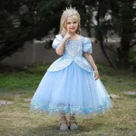 Robe princesse anniversaire fille Costume Halloween Soirée Noël Robe bal danse Matériau polyester Design élégant Tailles filles Accessoires incluits Fête enfant Style princesse Élégance garanti Confort garanti