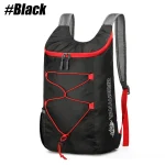 Sac à dos de randonnée pliable léger, sac à dos pliable résistant à l&rsquo;eau, sac de voyage respirant, sac de Camping en plein air, 15L – Black