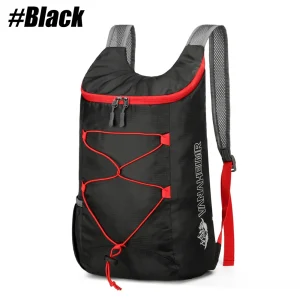 Sac à dos de randonnée pliable léger, sac à dos pliable résistant à l&rsquo;eau, sac de voyage respirant, sac de Camping en plein air, 15L – Black