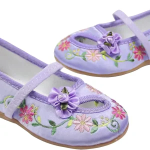Chaussures plates brodées pour filles, taille 25 à 34, motif floral, confortables, style chinois, protection des pieds – Purple Chaussures plates brodées pour filles, taille 25 à 34, motif floral, confortables, style chinois, protection des pieds – Purple