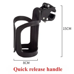 Support bouteille eau multifonctionnel poussette bébé accessoire portable fixe sécurisé design épuré compatible outdoor noir universel