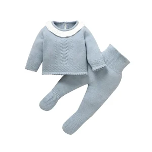 Ensemble bébé 012 mois pull manches longues pantalon pieds intégrés doux chaud style intemporel Ensemble bébé 012 mois pull manches longues pantalon pieds intégrés doux chaud style intemporel