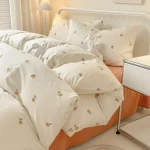 Ensemble literie réactif Queen Cartoon Shuimeng 4 pièces microfibre douce tissu polyester lavé housse de lit drap taies d&rsquo;oreiller style enfant sécurité bébé