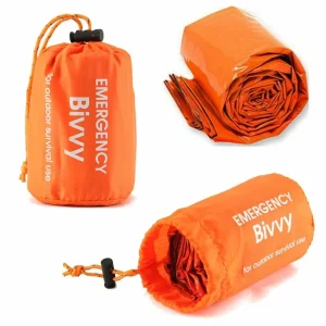 Sac de couchage d’urgence orange sac de survie thermique imperméable camping randonnée plage portable pliable 2 pièces Sac de couchage d’urgence orange sac de survie thermique imperméable camping randonnée plage portable pliable 2 pièces