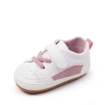 Chaussures bébé à velcro tendance cuir synthétique semelle antidérapante 01 an blanc rose printemps automne