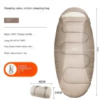 Sac de couchage extérieur en polyester doublure coton isolant portable camping randonnée voyage hiver beige