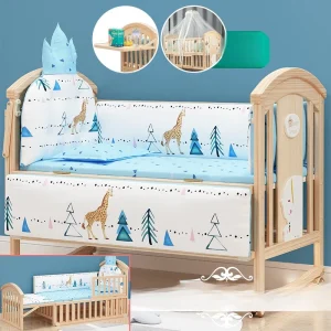 Lit bébé Sweet Dream bois massif portable lit d&rsquo;appoint moustiquaire coussins inclus design moderne 安全 03 ans lit de transition style éveil enfant
