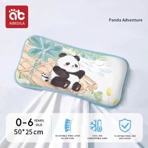 Oreiller Panda Adventure pour enfants 06 ans literie respirante antibactéries design animé confortable et sécuritaire