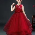 Robe longue à fleurs paillettes fille cérémonie mariage spectacle princesse éclatante élégante qualité premium sécurité durable