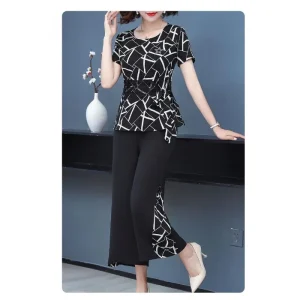 Ensemble vêtements assortis mèrefille été 2024 mousseline manches courtes pantalon court style élégant confortable