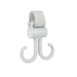 Crochet suspendu pour poussette bébé accessoire multifonctionnel fixation rapide design épuré couleur grise idéal pour sacs de couches et organisation
