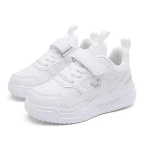 Chaussures enfants basket sneakers antiglissant comfort cuir PU white mesh logo coq enfants 412 ans sports école