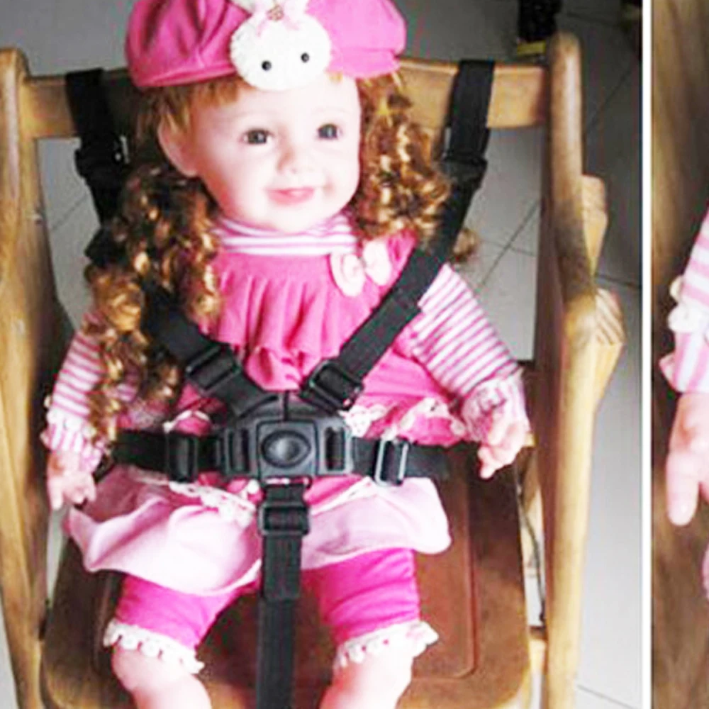 Harnais universel bébé 5 points sécurité poussette chaise haute ceinture adjustable durabilité nylon clips plastique noir