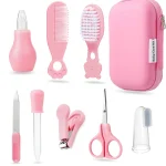 Kit de soins bébé 9 pièces portable Nuby Care Kit  Ensemble hygiène et toilette bébé  Accessoires sécurité design moderne en rose