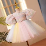 Robe pour filles enfants floral tulle dégradé occasion spéciale anniversaire photoshoots princesse premium qualité confortable