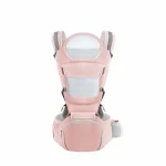 Portebébé ergonomique face avant design moderne matériau respirant sangles ajustables poche latérale style rose pâle