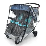 Housse pluie universelle pour poussettes jumelles bébé imperméable coupevent transparente protège efficacement des intempéries facile à transporter design moderne compatible poussettes gobaby