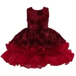 Robe de princesse pour filles 312 ans robe de soirée bouffante florale paillettes sans manches style européen américain usage fêtes mariages anniversaires