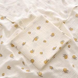Couverture de réception pour bébé en mousseline de coton 100x100cm motif citron serviette de bain lit infantile bébé nouveauné mère enfant