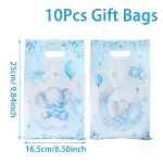 Sacs à main en forme d&rsquo;éléphant bleu pour bébé 10 pièces cadeaux de baptême anniversaire baby shower sac à bonbons fournitures de réception