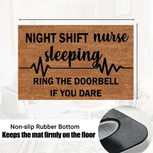 Paillasson coco caoutchouc humour nurse night shift antidérapant entrée maison