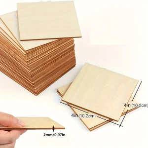 Feuilles de bois carrées 4×4 pouces DIY artisanat gravure peinture 10 pièces bois fin sans odeur qualité premium