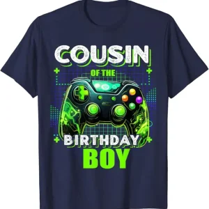 Tshirt anniversaire cousin garçon manette jeu vidéo humour graphique bleu marine cadeau fils frère accessoire enfant Tshirt anniversaire cousin garçon manette jeu vidéo humour graphique bleu marine cadeau fils frère accessoire enfant