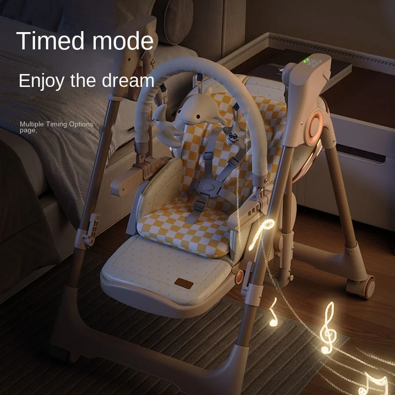 Chaise haute bébé 2 en 1 à bascule électrique multifonctionnelle chaise haute bébé usage domestique chaise d’alimentation infantile chaise à bascule bébé