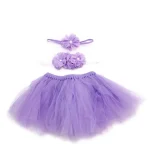 Costume princesse pour bébé fille jupe tutu en tulle bandeau floral pastel violet tenue photo anniversaire danse 036 mois