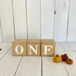 Ensemble de cubes en bois pour bébés accessoires photo décoration d&rsquo;anniversaire et de chambre cadeau de Noël ONE