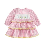 Robe d&rsquo;Anniversaire pour Fille en Coton Doux Motifs Carreaux Volants Confortable et Élégante