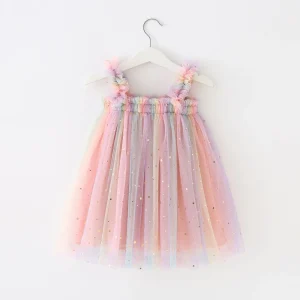 Robe princesse arcenciel tulle bébé fille robe fête style romantique tissu doux occasions spéciales 35 ans