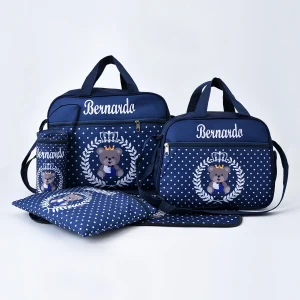 Sac maman cinq pièces sac mode imprimé ours multifonctionnel grande capacité une épaule bandoulière maternel bébé sac sac à couches