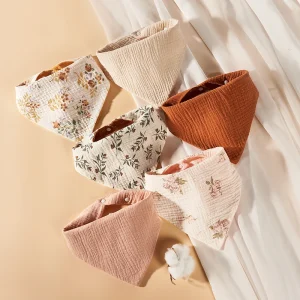 Bavoirs en mousseline de coton pour bébé boutonspression motifs design doux et respirant serviettes de salive triangle filles et garçons 13 ans Bavoirs en mousseline de coton pour bébé boutonspression motifs design doux et respirant serviettes de salive triangle filles et garçons 13 ans