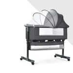 Berceau portable pour bébé avec moustiquaire sac de rangement lit à langer réglable poussette garçons et filles  gris foncé