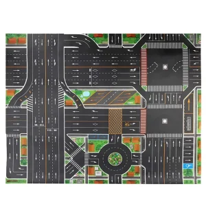 Tapis de jeu route éducative pour enfants tapis de ville avec signalisation routière jouet éducatif pour bébés et enfants en bas âge idéal pour stimuler l&rsquo;imagination et l&rsquo;apprentissage