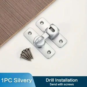 Loquet de sécurité porte coulissante antivol boulon métal argenté vis inclus design minimaliste qualité durable