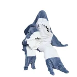 Sac de nuit en flanelle imprimé requin vêtement bébé confortable intérieur et extérieur hiver doux sécuritaire usage polyvalent style ludique