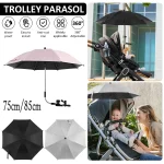 Parasol poussette 360° ajustable clips fixation imperméable polyester bébé soleil pluie vent extérieur style moderne sécurité comfort