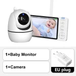 Moniteur vidéo bébé 5 pouces caméra zoom PTZ protection sécurité capteur température berceuse EU Plug